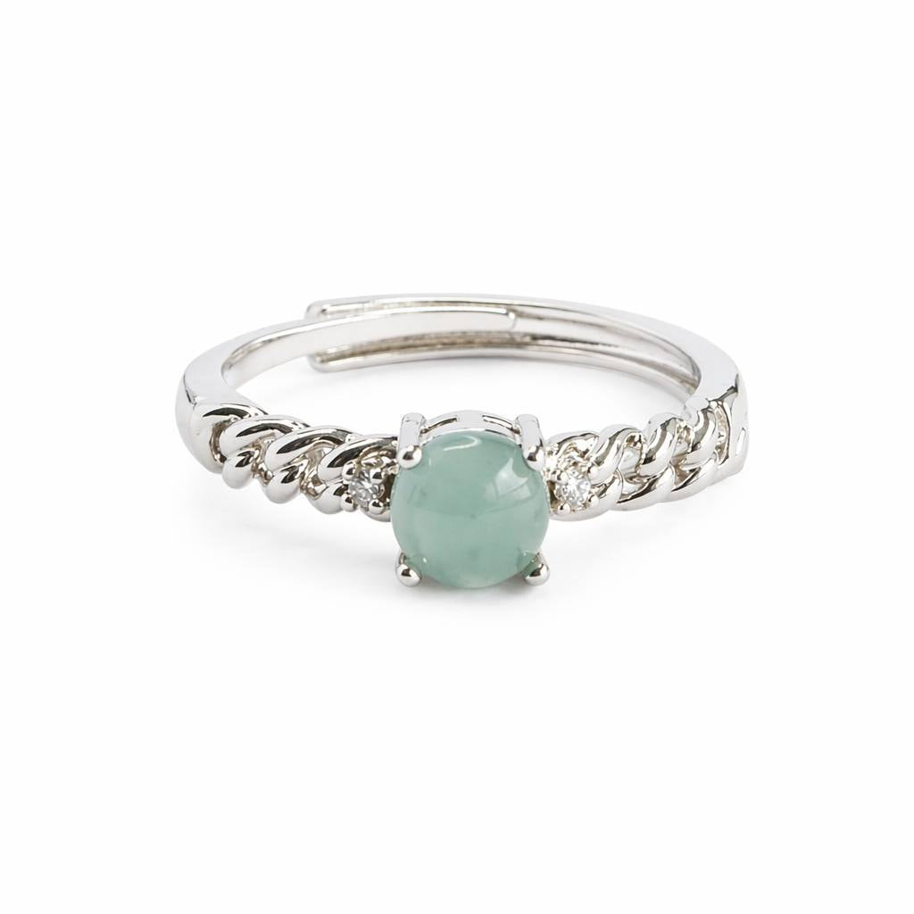 Blue-Water Jadeite Twisted Ring