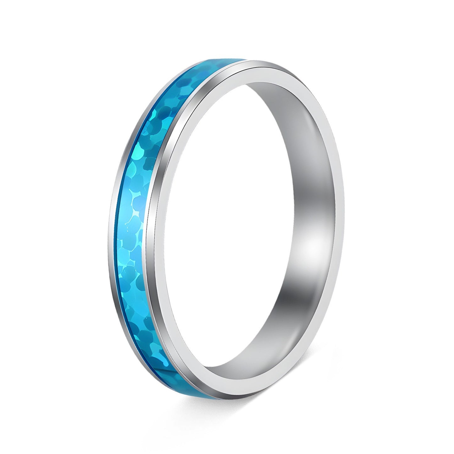 Blue Opal Rotatable Ring Stainless Steel Unisex Protection Symbol By Planderful Everyday Genie Jewelry