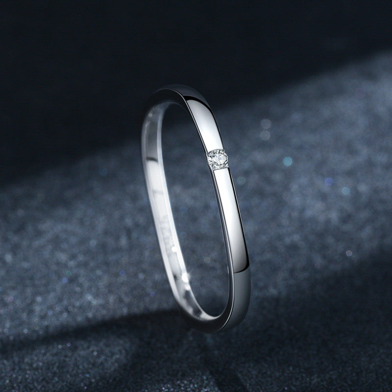 S925 Sterling Silver Square Ring with Zircon Gemstones for Women - Size 5-10