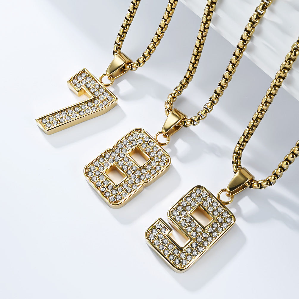 Stainless Steel Number Pendants — Chain Optional