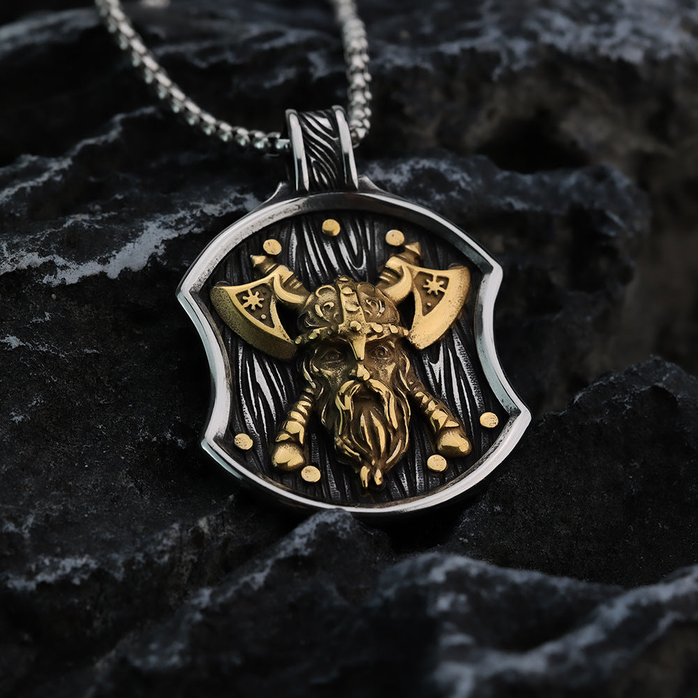 Vintage Men's Stainless Steel Personalized Viking Odin Necklace