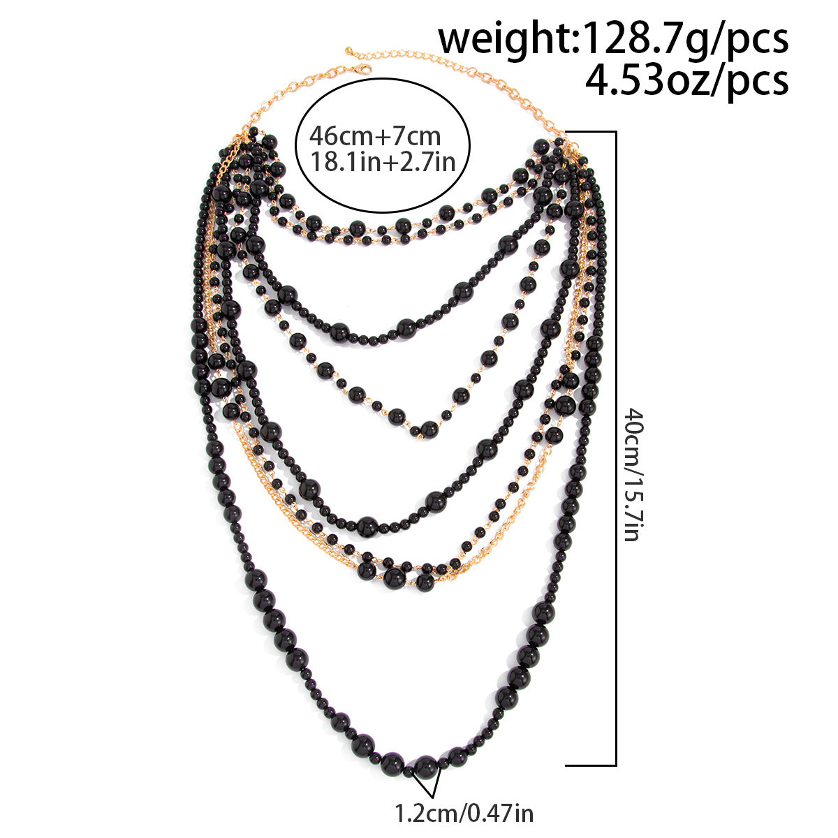 Heavy Pearl-Style Multi-Layer Beaded Necklace