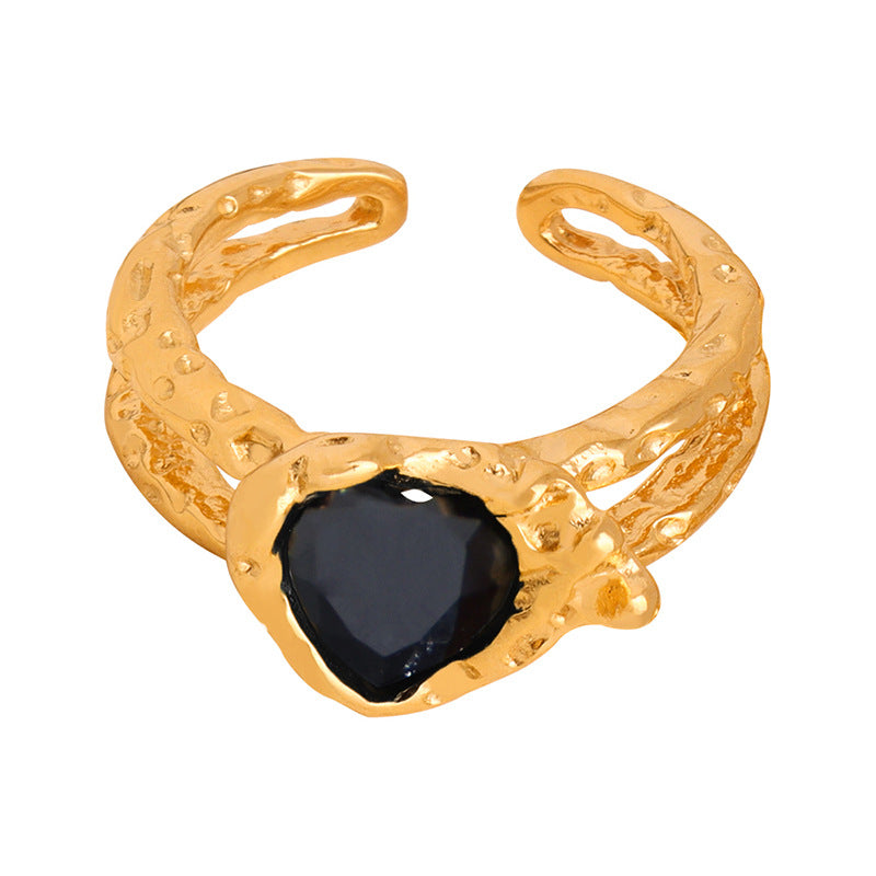 Unique Geometric Inlay Design Titanium Steel Ring for Women