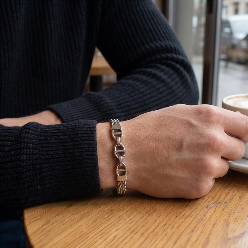 Mesh Chain – Pig Nose Curved Bar Stainless Steel Men's Strap Chain Bracelet
