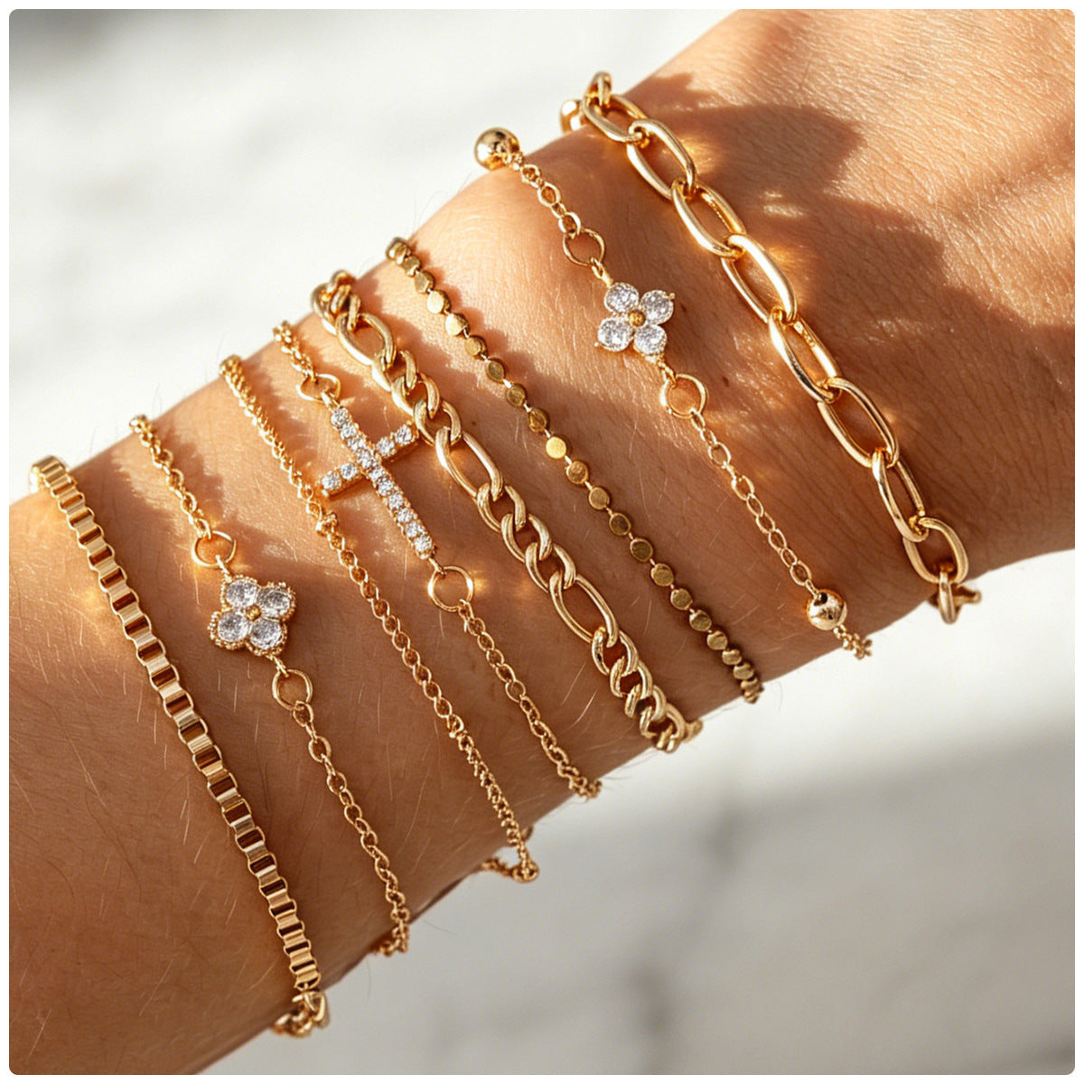 Planderful Vienna Verve Gold Multi Layer Chain Bracelet With Retro Zircon Flowers For Fashion Forward Women Statement Jewelry