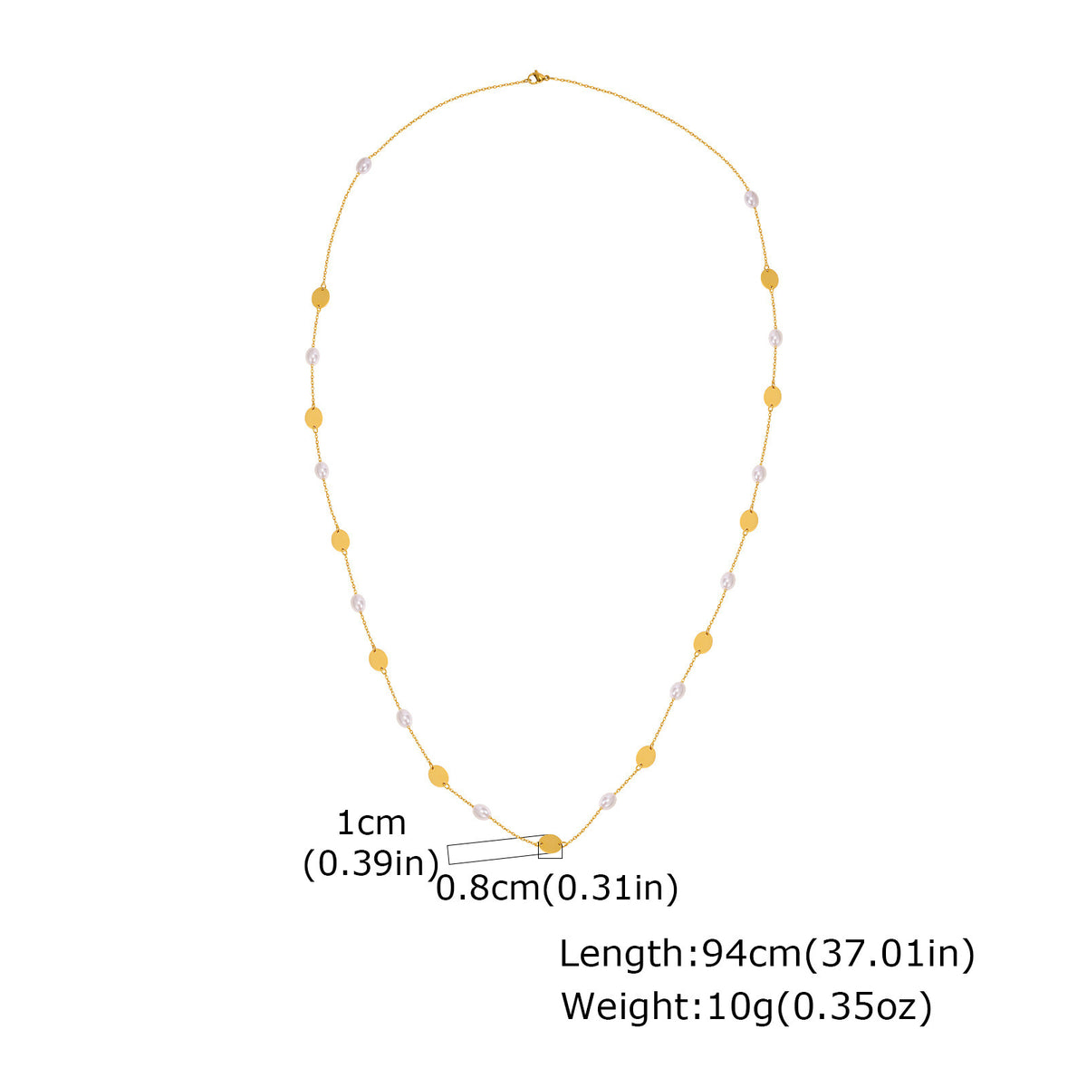 Stainless Steel Women's Style Imitation Pearl Heart Shape Stackable Necklace Gold
