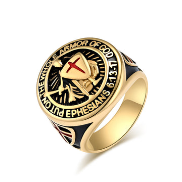 Planderful Stainless Steel Ring Templar Shield Cross Retro Hip Hop Bold For Men Who Love Streetwear