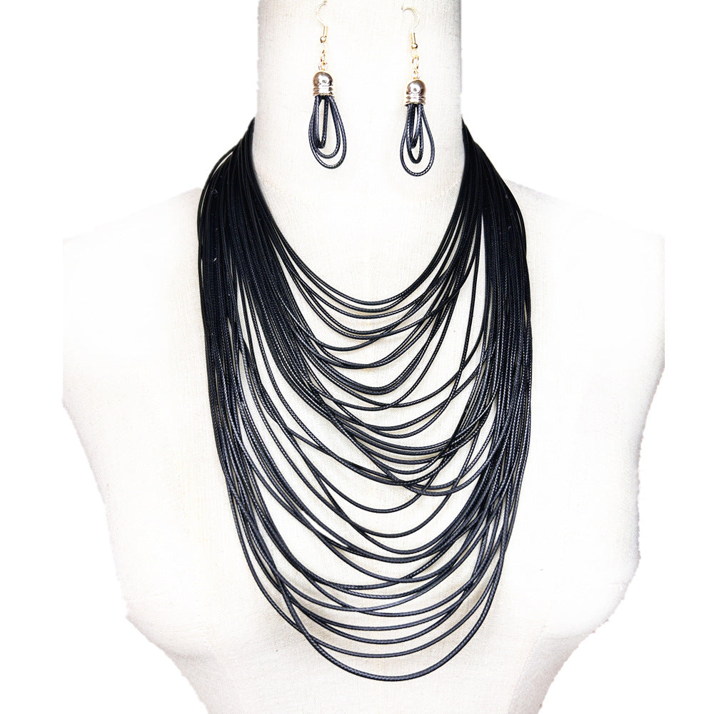 Exotic Tassel Necklace Set - Fashionable Sweater Chain with Magnetic Clasp
