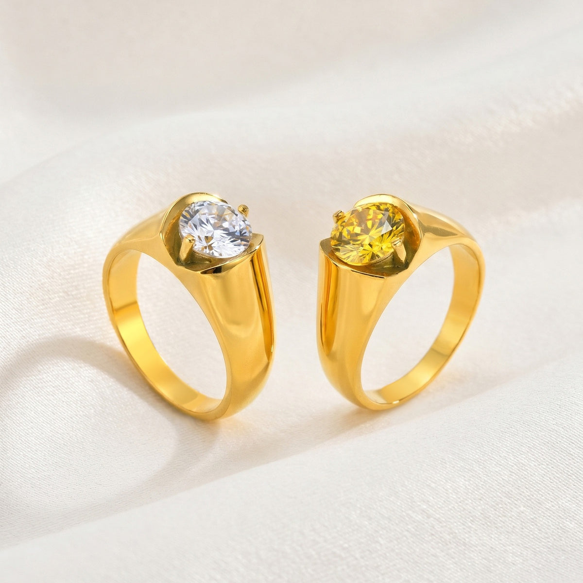 Unisex Zircon Ring – Stainless Steel Zircon Inlay Design – Minimalist