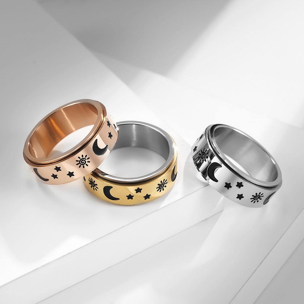 Planderful Rotatable Ring Stainless Steel Stress Relief Fidget Jewelry For Everyday Wear Unisex