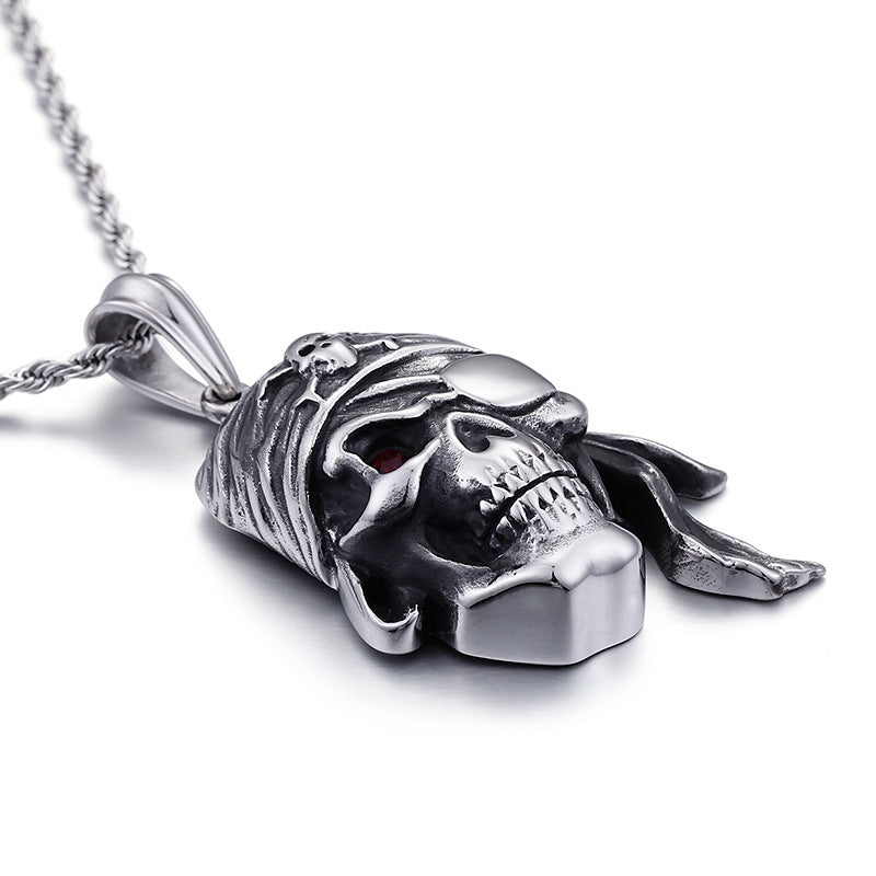 Planderful Collection: Vintage Zircon Skull Pirate Men's Pendant