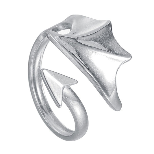 Planderful Everyday Genie Angel Wings Ring Unisex Adjustable Stainless Steel Protection Statement Couple Ring