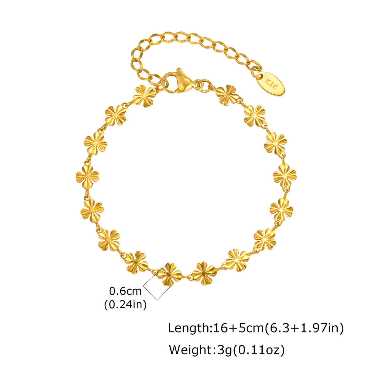 Four-Leaf Clover Gold Temperament Stainless Steel Bracelet Unisex