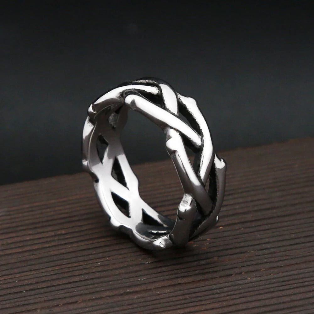 Planderful Titanium Steel Ring Thorn Vine Design For Men Durable Retro European Style For Couples