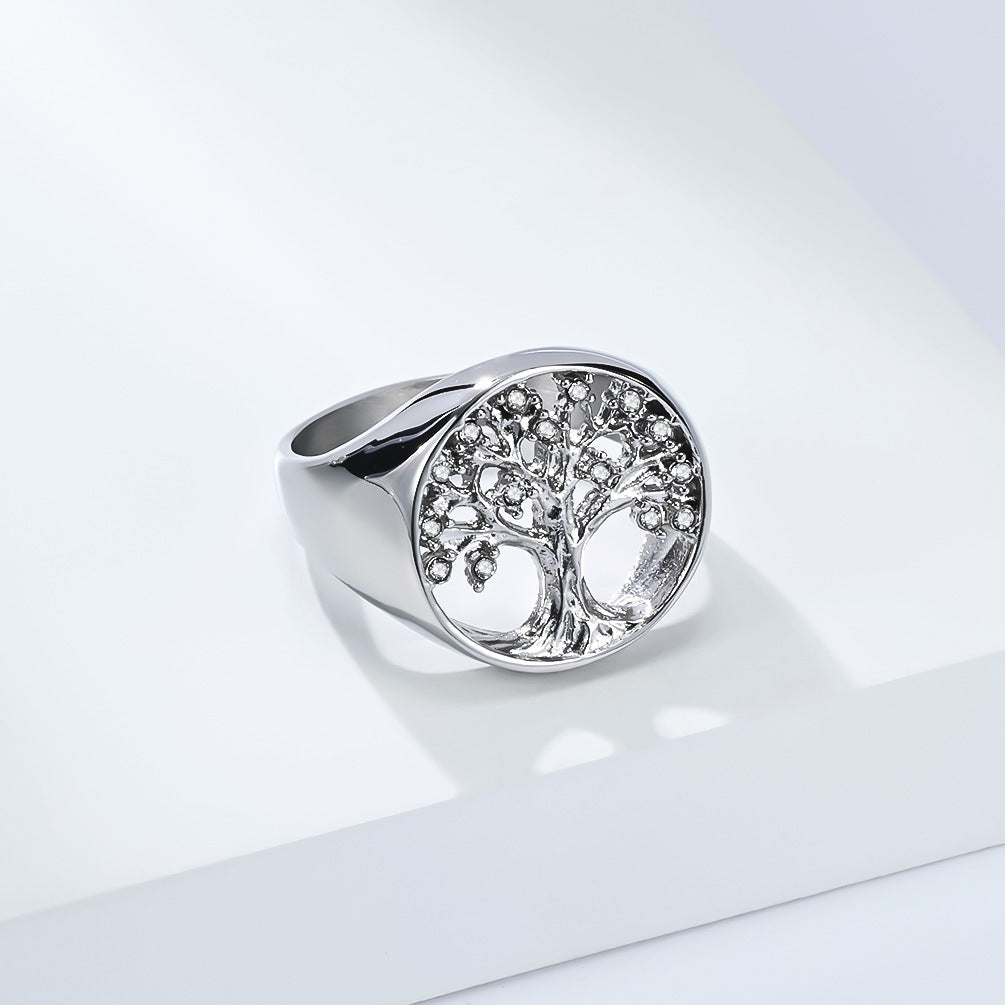 Planderful Shop Stainless Steel Tree Of Life Ring For Women Geometric Autumn Trend Everyday Genie