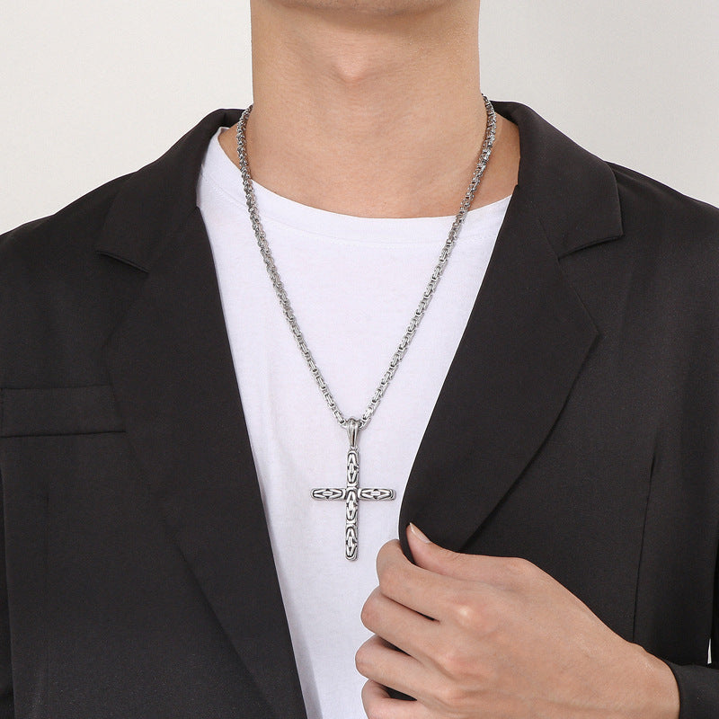 Cross, Titanium Steel Men's Imperial Chain Necklace In Dongdaemun, South Korea