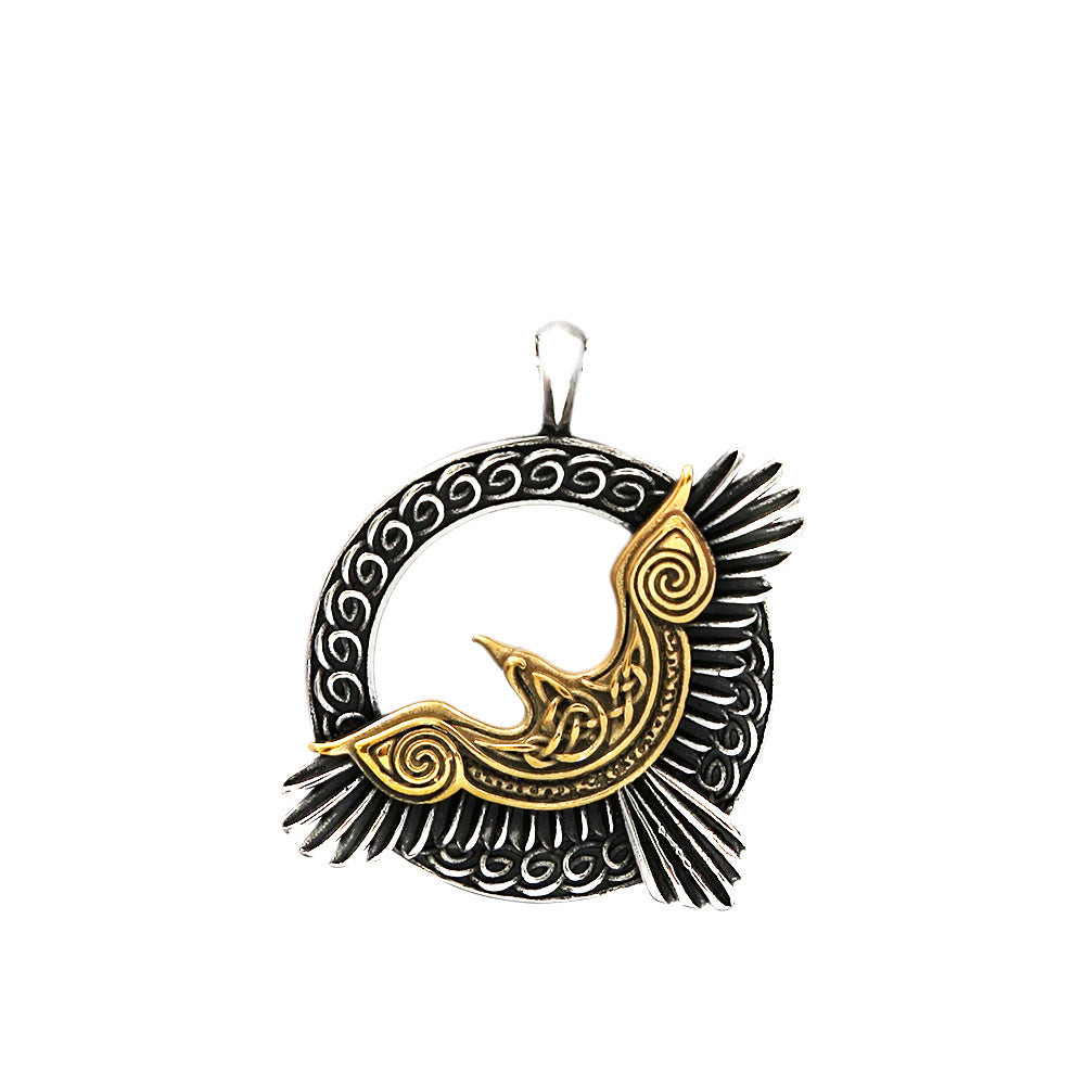 Odin Crow Pendant Men's Retro Fashion Stainless Steel Necklace