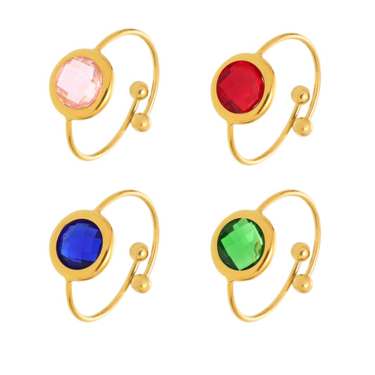 Planderful Crystal Glass Ring Women 18K Gold Plated Luxurious