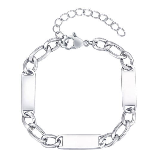 Planderful Mens Stainless Steel Personalized Bracelet