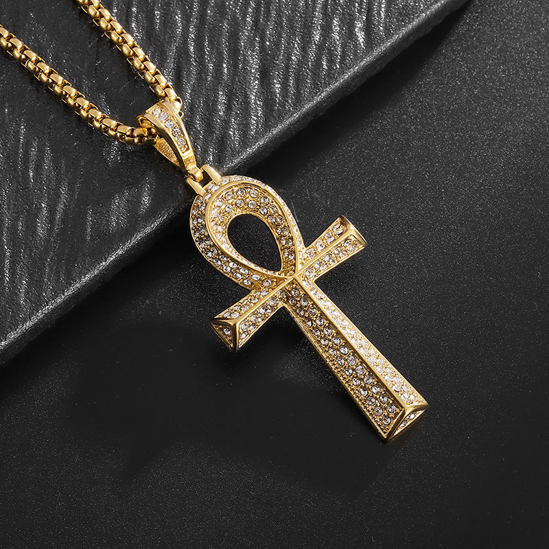 Planderful Everyday Genie Anka Pendant Necklace Stainless Steel Gold Plated Rhinestone For Women