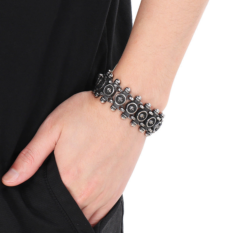 Planderful Everyday Genie Ghost Skull Titanium Men Bracelet