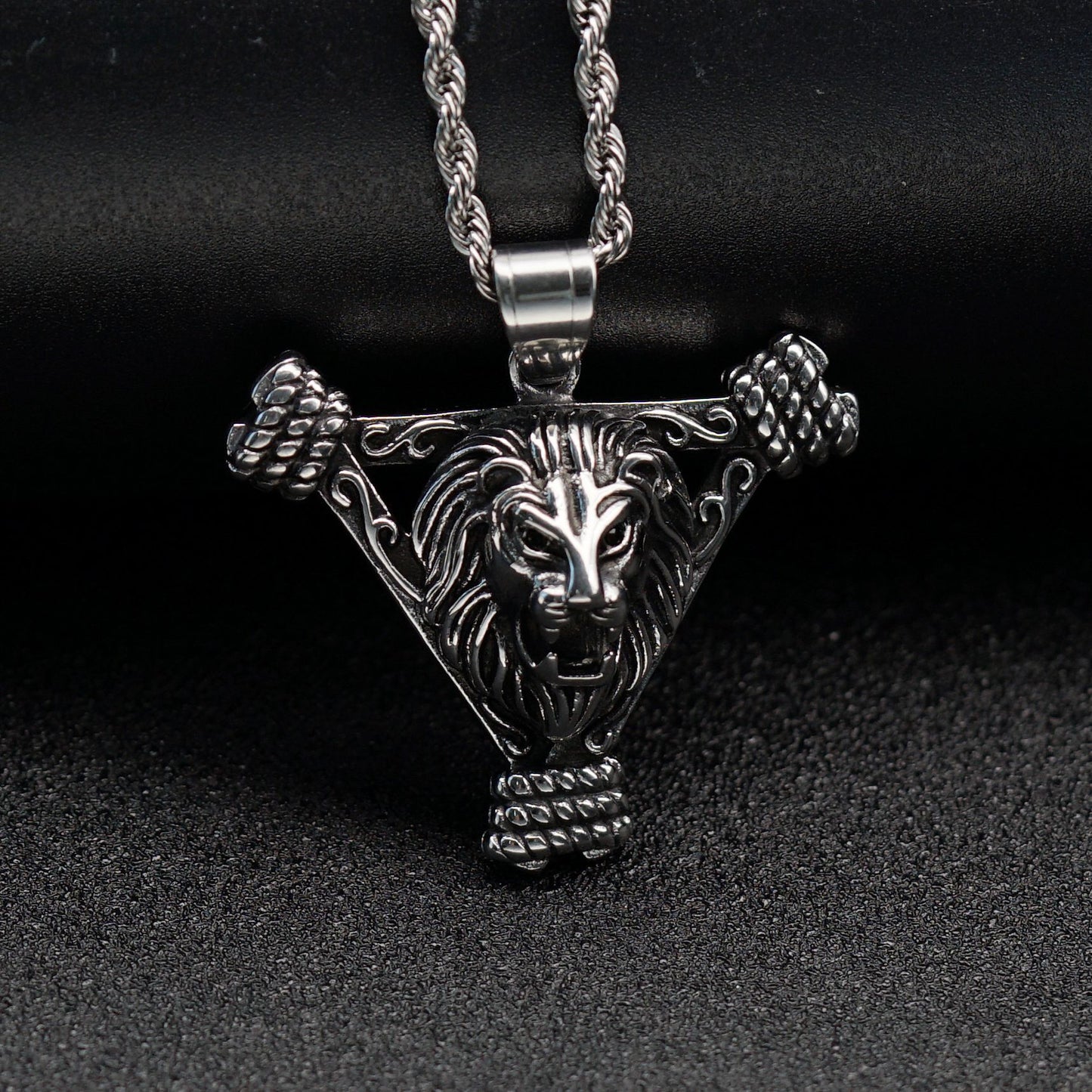 Stainless Steel Necklace - Statement Lion Head Pendant