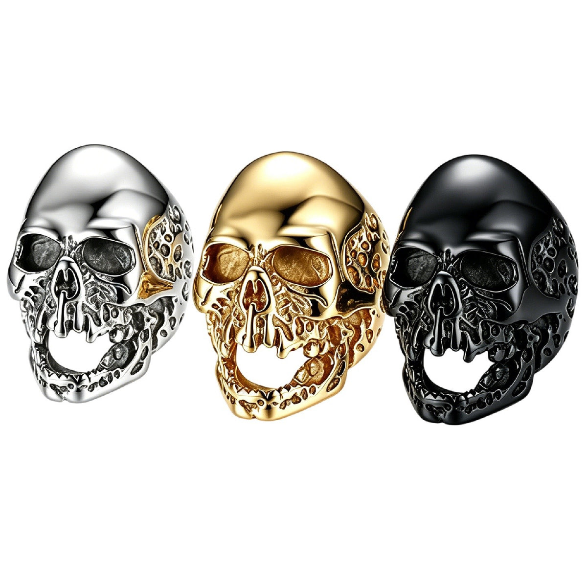Planderful Skull Ring Stainless Steel Unisex Retro Gothic Jewelry For Men Women Durable Size 7 12