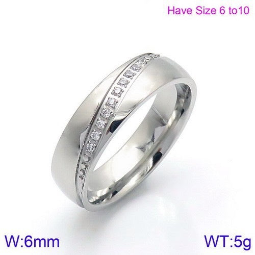 Japan And South Korea Men's And Women's Titanium Steel Rings, Zircon-Inlaid
