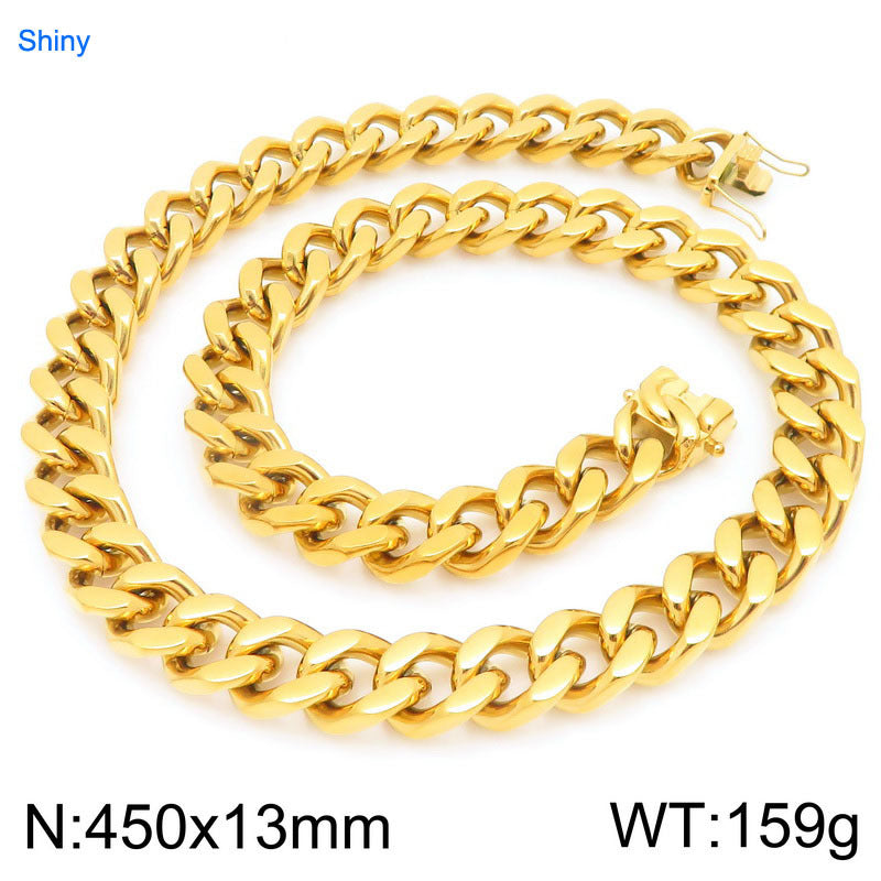 Planderful Titanium Dragon Beard Cuban Chain Necklace Men