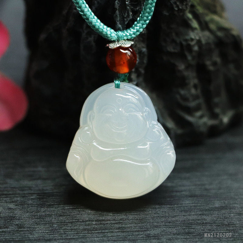 White Chalcedony Buddha Pendant