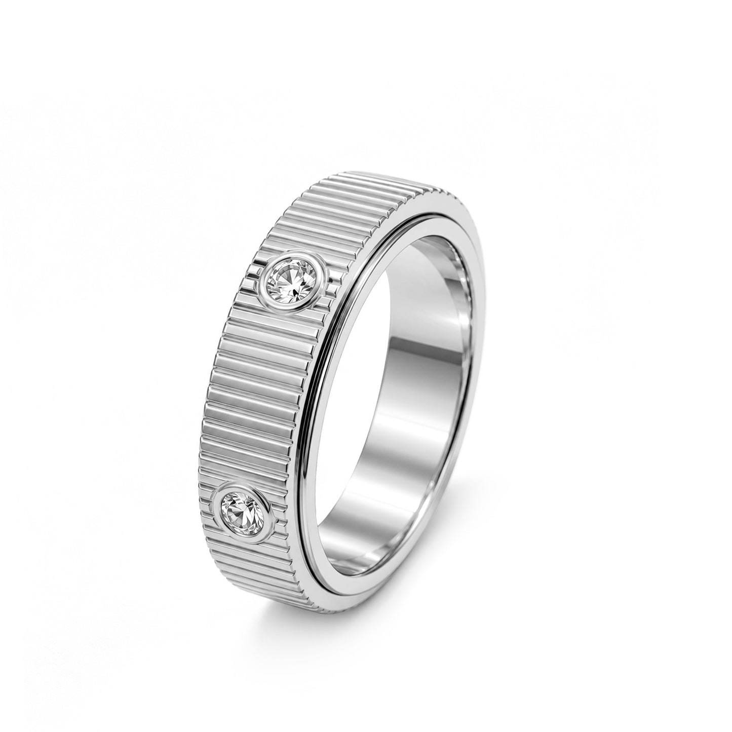 Planderful Premium Rotatable Zircon Ring Stainless Steel Unisex Gear Design For Couples Gift