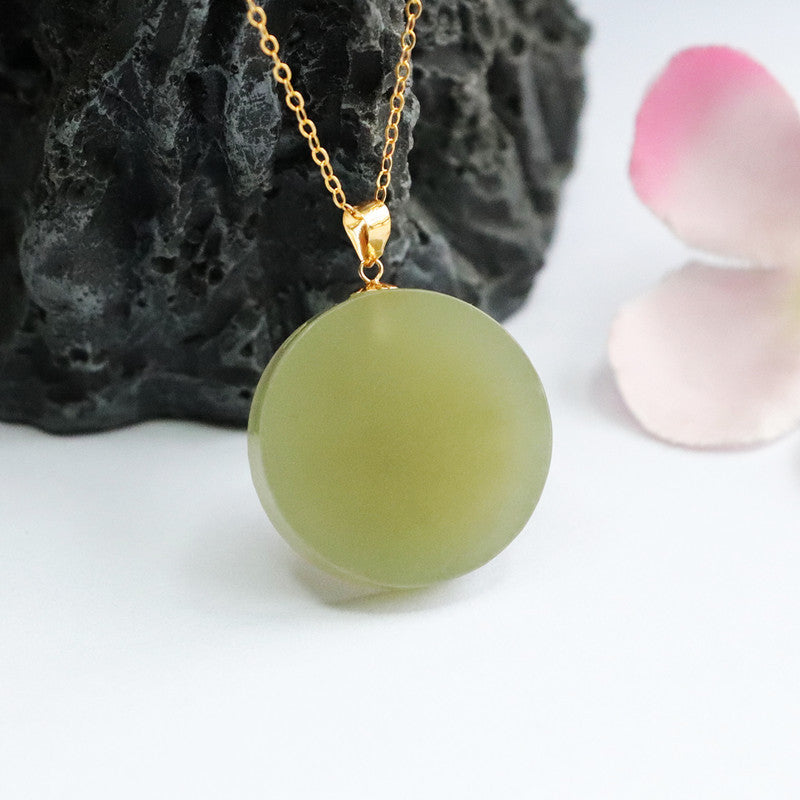 Circular Hotan Jade Sterling Silver Necklace - Fortune's Favor