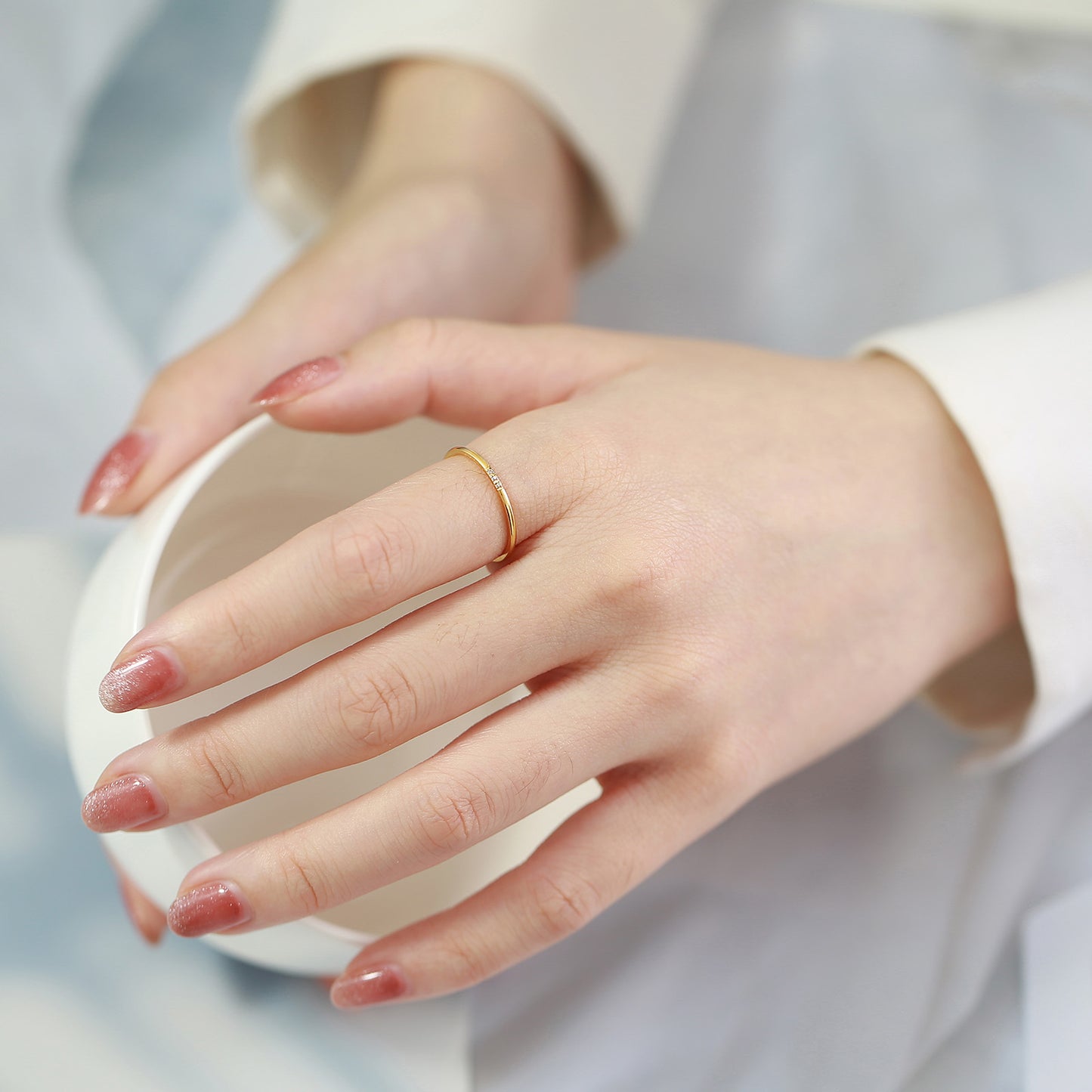 Jewelry Stainless Steel Zircon Ring Stacked Gold Ladies Jewelry