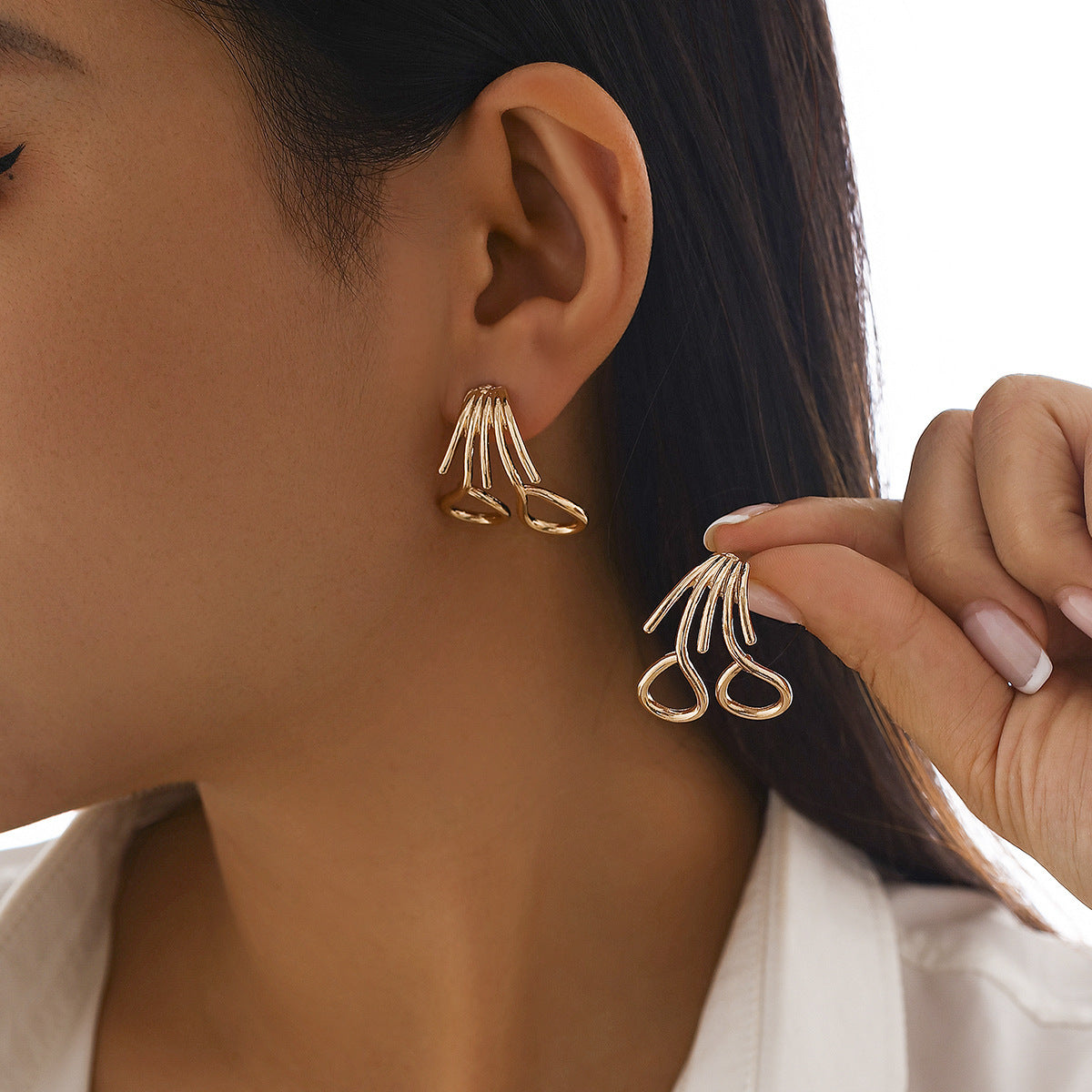 Planderful Geometric Stripe Earrings Polished Metal Statement Jewelry For Women Vienna Verve