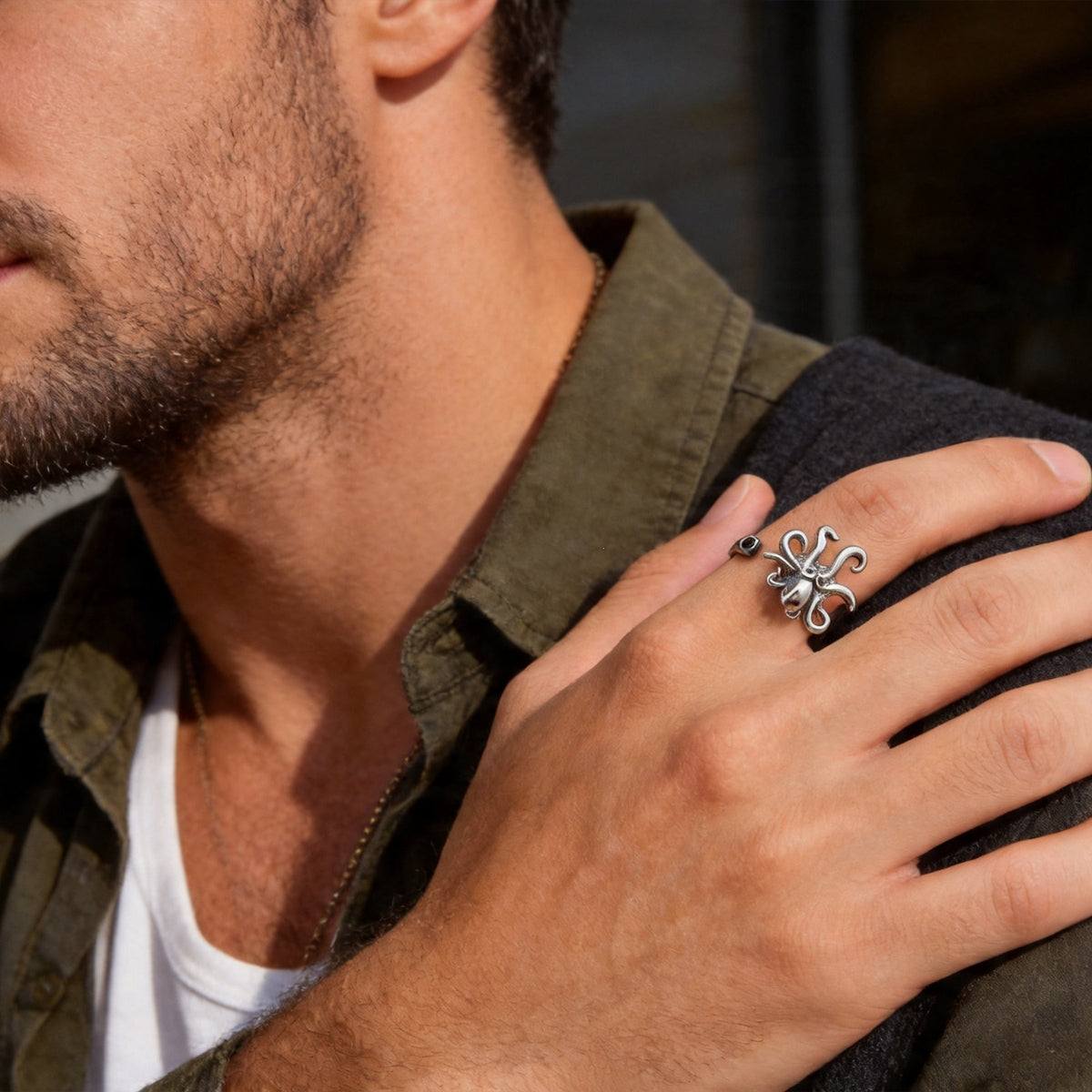 Stainless Steel Vacation Wear Rotating Octopus Octopus Open Ring Neutral