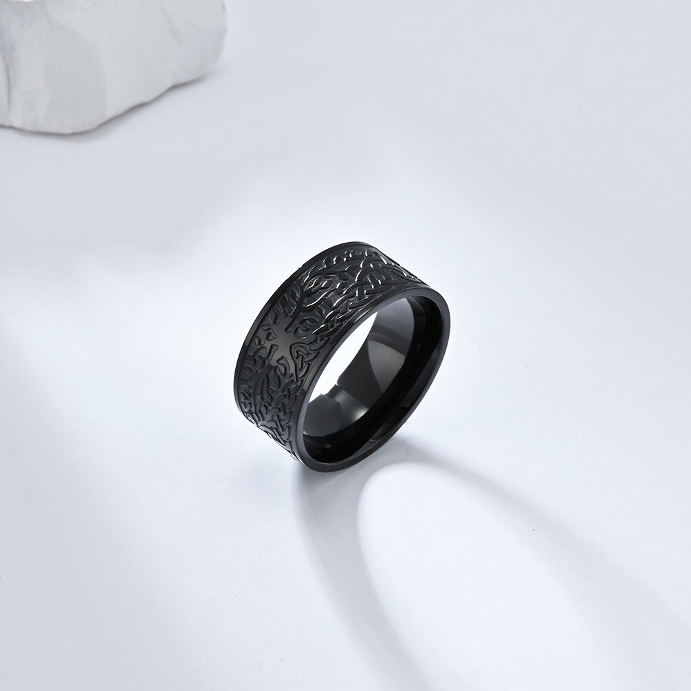 Planderful Mens Stainless Steel Ring With Tree Of Life Nordic Retro Design Durable Everyday Jewelry