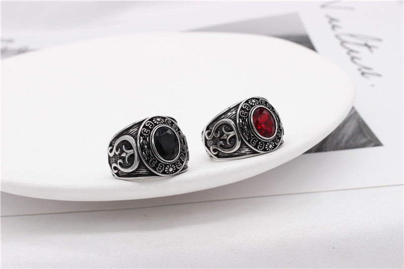 Planderful Gothic Totem Zircon Ring For Men Protection
