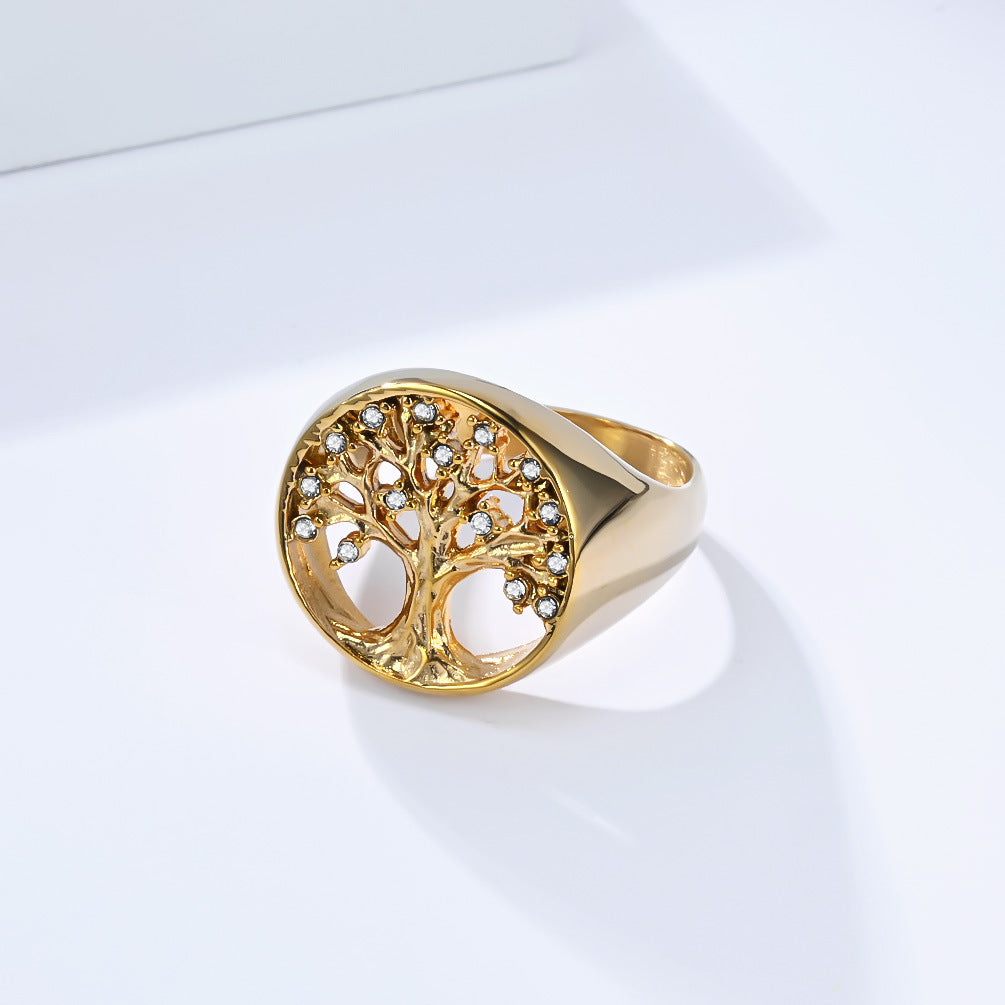 Planderful Shop Stainless Steel Tree Of Life Ring For Women Geometric Autumn Trend Everyday Genie