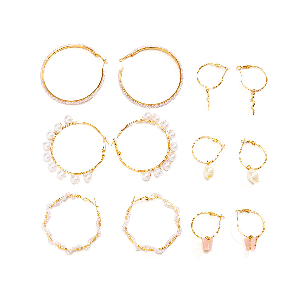 European and American Style Cross-border Jewelry Star and Heart Earrings Set with Imitation Pearl Detailing for Women