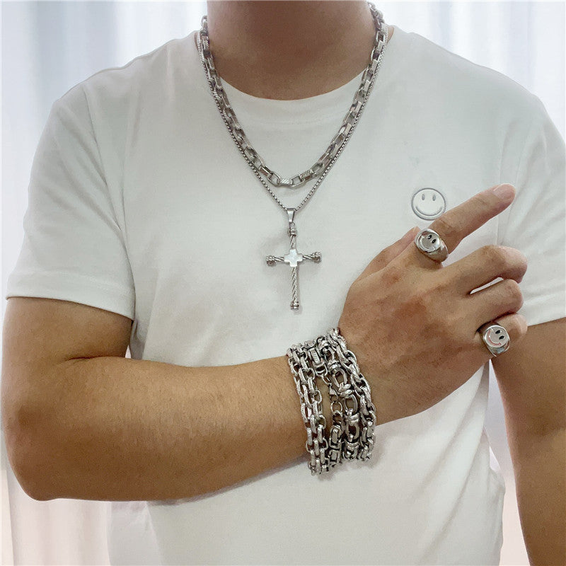 Personalized Retro Titanium Steel Cross Pendant Necklace for Men - Trendy Everyday Accessory