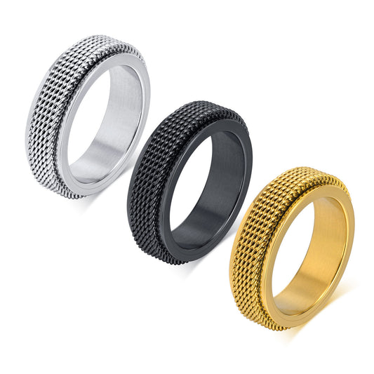 Men's Titanium Steel Ring Stainless Steel Mesh Rotary Ring