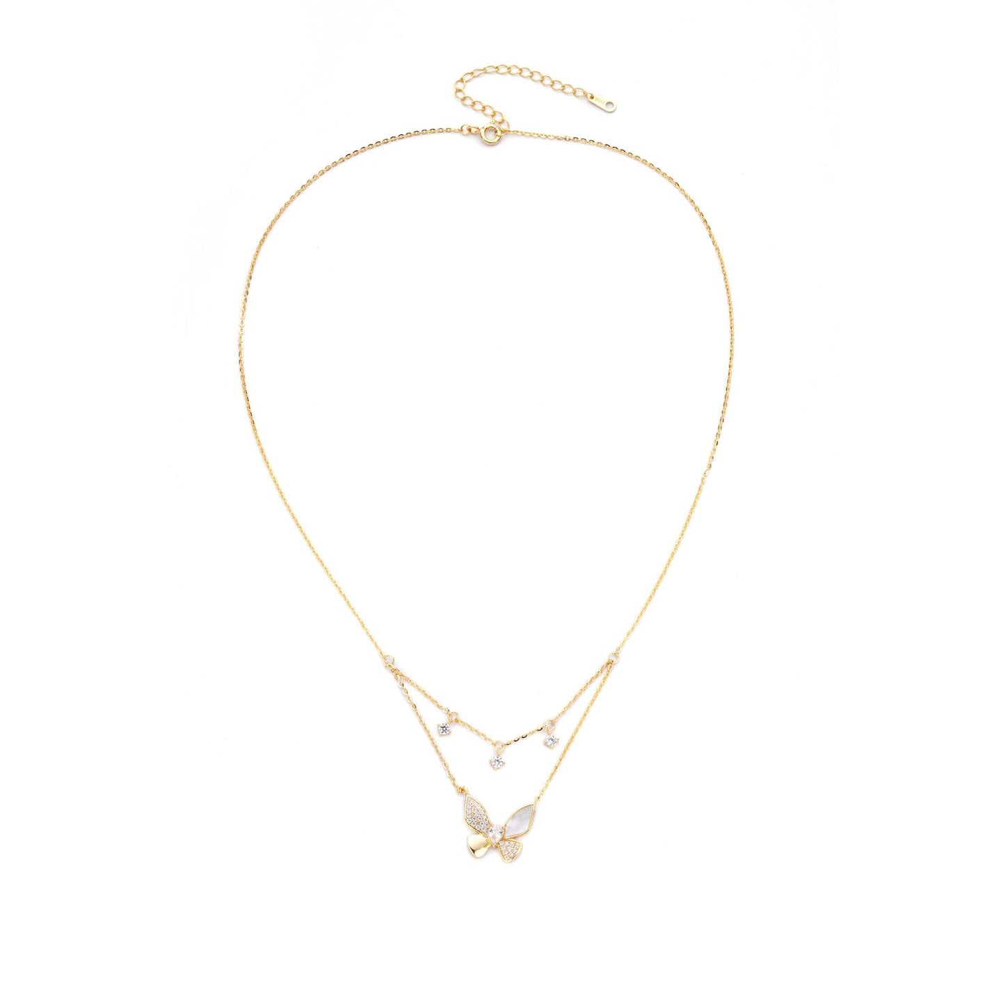 S925 Sterling Silver Double-Layer Butterfly Necklace Women's Wholesale