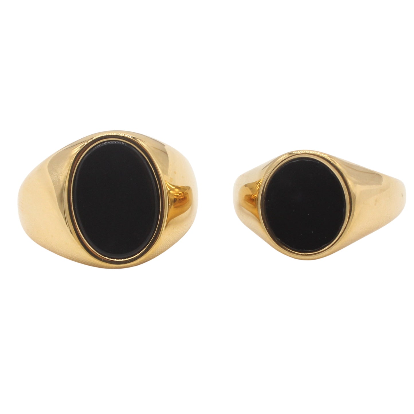 Planderful Jewelry Black Oval Stone Titanium Steel Ring For Everyday Unisex Wear