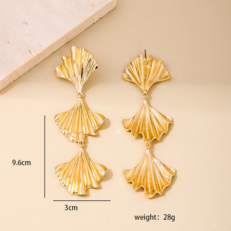 Elegant Vienna Verve Three-Layer Shell Stud Earrings - Fashionable and Chic Women's Accessories