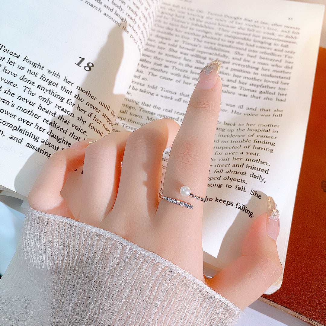 S925 Sterling Silver Freshwater Pearl Ring — Adjustable