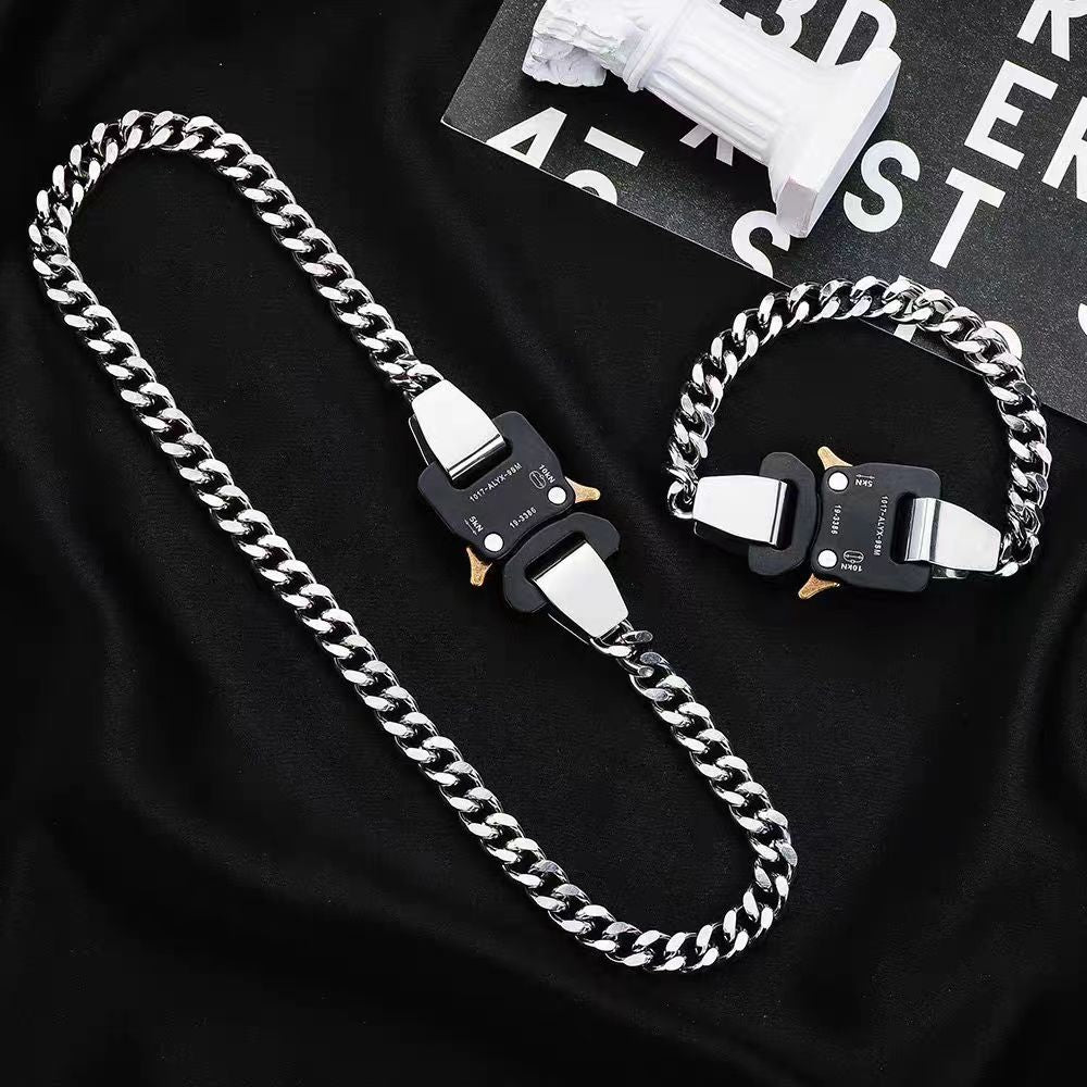 Planderful Jewelry Steel Lock Chain Necklace For Men Hip Hop Street Style Premium