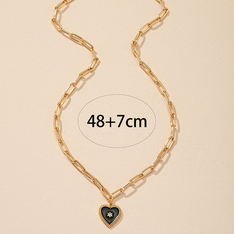 French Glazed Love Vintage Sweater Chain Necklace - Vienna Verve Collection