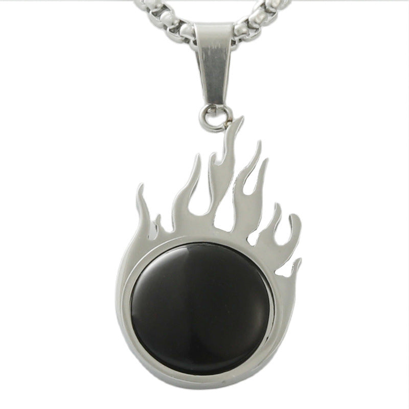 Trendy Multi-Color Flame Pendant Necklace for Men - Personalized Titanium Steel Jewelry