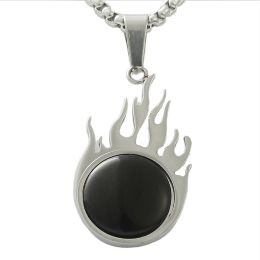 Trendy Multi-Color Flame Pendant Necklace for Men - Personalized Titanium Steel Jewelry