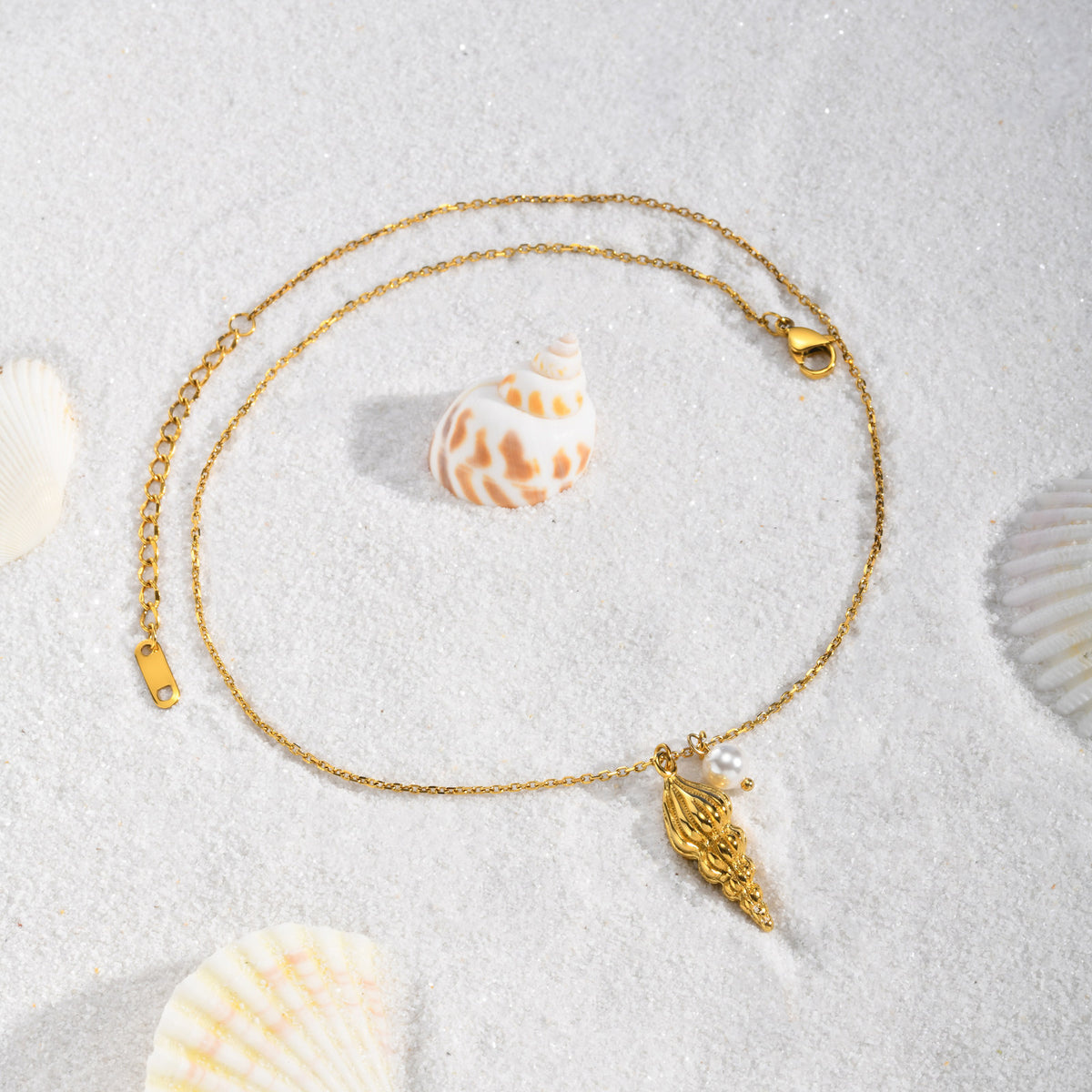 Seaside Vacation Wind Collarbone Chain Stainless Steel Ceramic Starfish Shallow Lake Blue Necklace